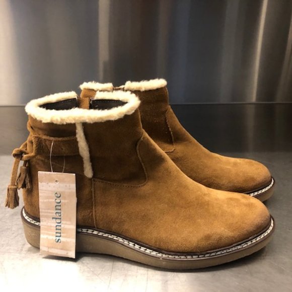 Sundance Shoes - Fur trim suede boots from SUNDANCE. New in box.